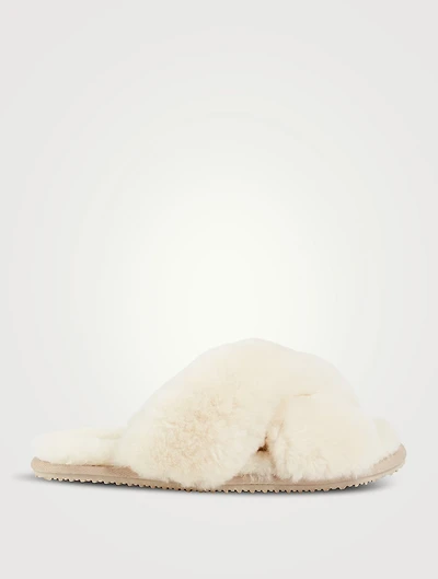 Crossover Sheepskin Slide Sandals