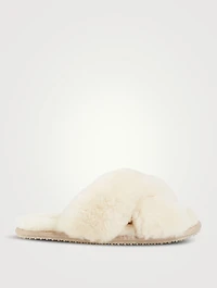 Crossover Sheepskin Slide Sandals