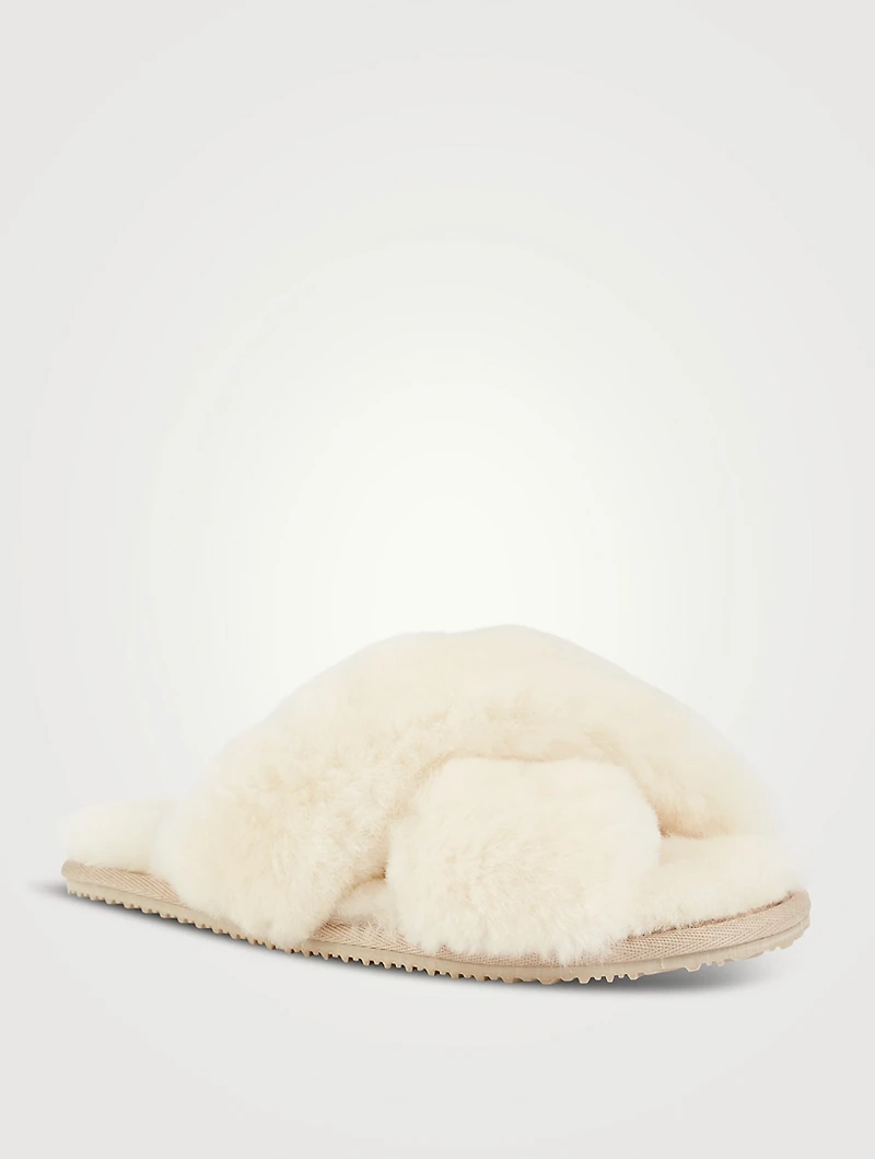 Crossover Sheepskin Slide Sandals