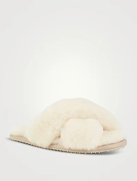 Crossover Sheepskin Slide Sandals
