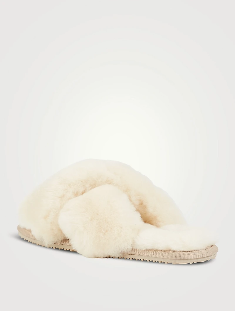 Crossover Sheepskin Slide Sandals
