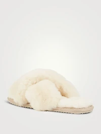 Crossover Sheepskin Slide Sandals