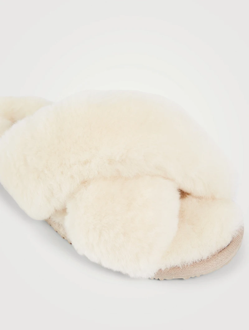 Crossover Sheepskin Slide Sandals