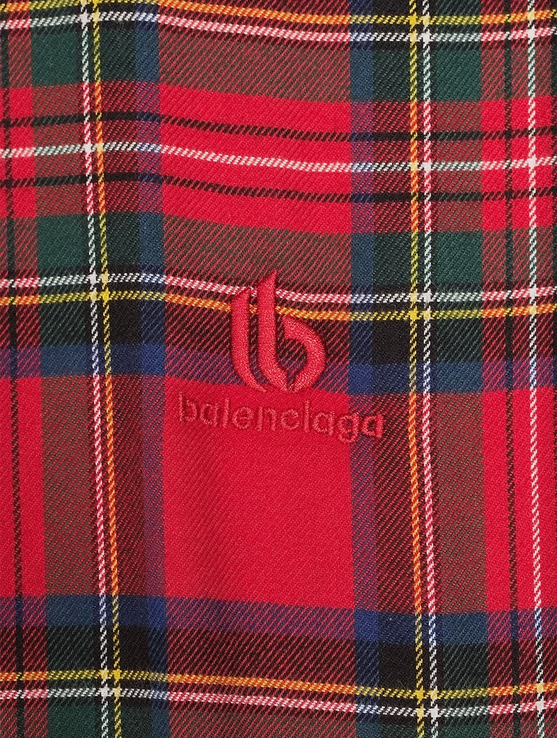 Cotton Hooded Shirt Plaid Print