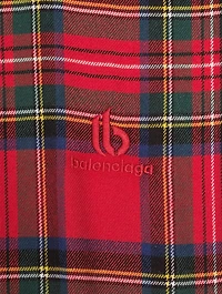 Cotton Hooded Shirt Plaid Print