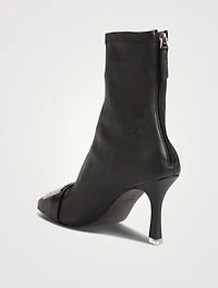 Lucy Leather Sock Boots With Crystal Buckle