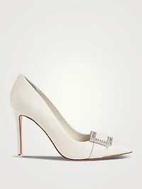 Rania Leather Pumps With Crystal Buckle