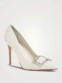 Rania Leather Pumps With Crystal Buckle