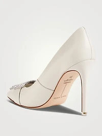 Rania Leather Pumps With Crystal Buckle