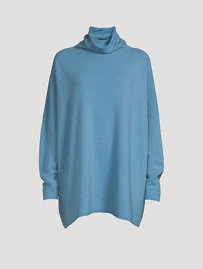 Cashmere Funnel Scrunch-Neck Long Sweater