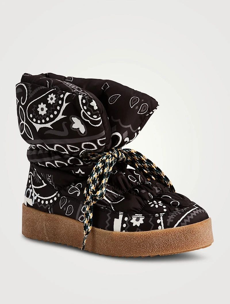 Puff Ankle Boots Bandana Print