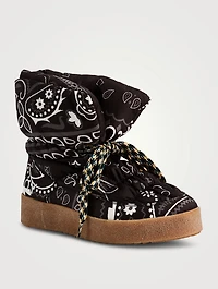 Puff Ankle Boots Bandana Print