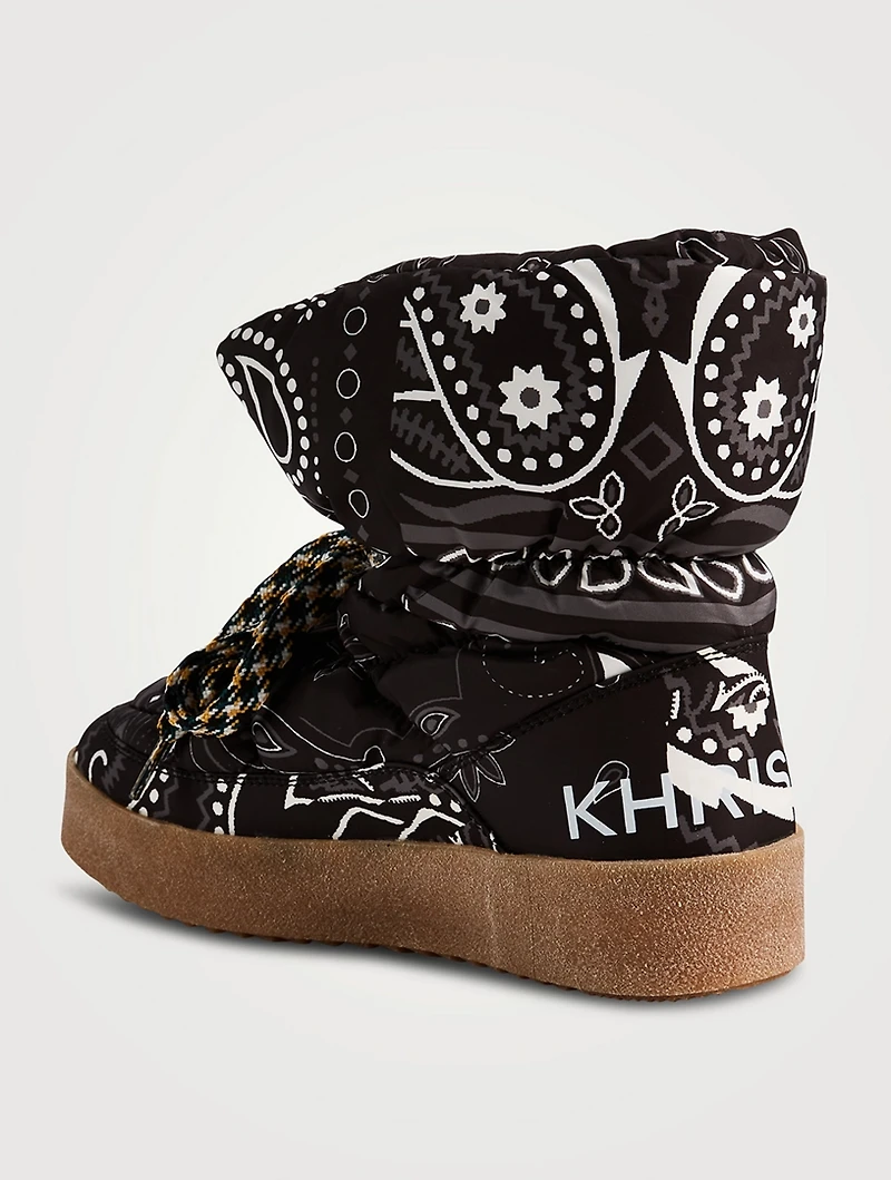 Puff Ankle Boots Bandana Print