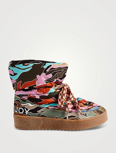 Puff Ankle Boots Camo Print