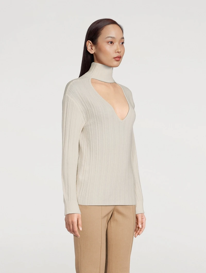 Open-Back Wool And Cashmere Turtleneck