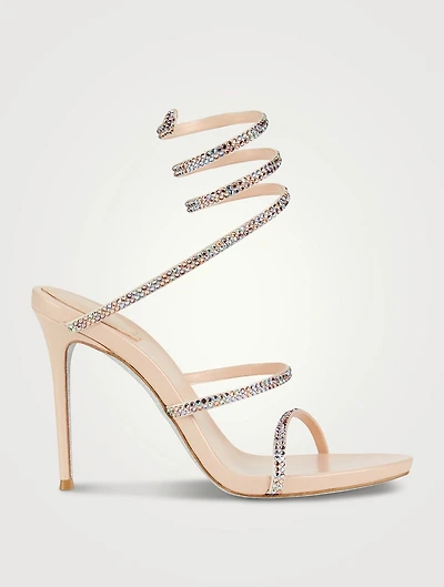 Cleo Crystal Satin Stiletto Sandals