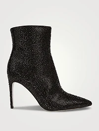 Virginie Crystal Leather Stiletto Ankle Boots