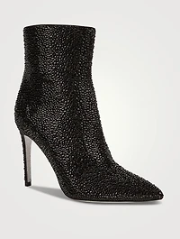 Virginie Crystal Leather Stiletto Ankle Boots
