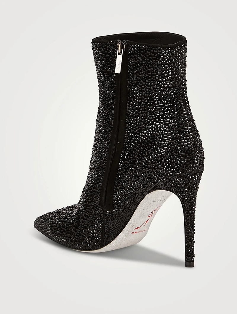 Virginie Crystal Leather Stiletto Ankle Boots