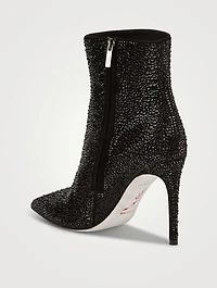 Virginie Crystal Leather Stiletto Ankle Boots