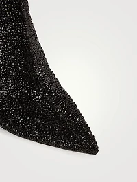 Virginie Crystal Leather Stiletto Ankle Boots