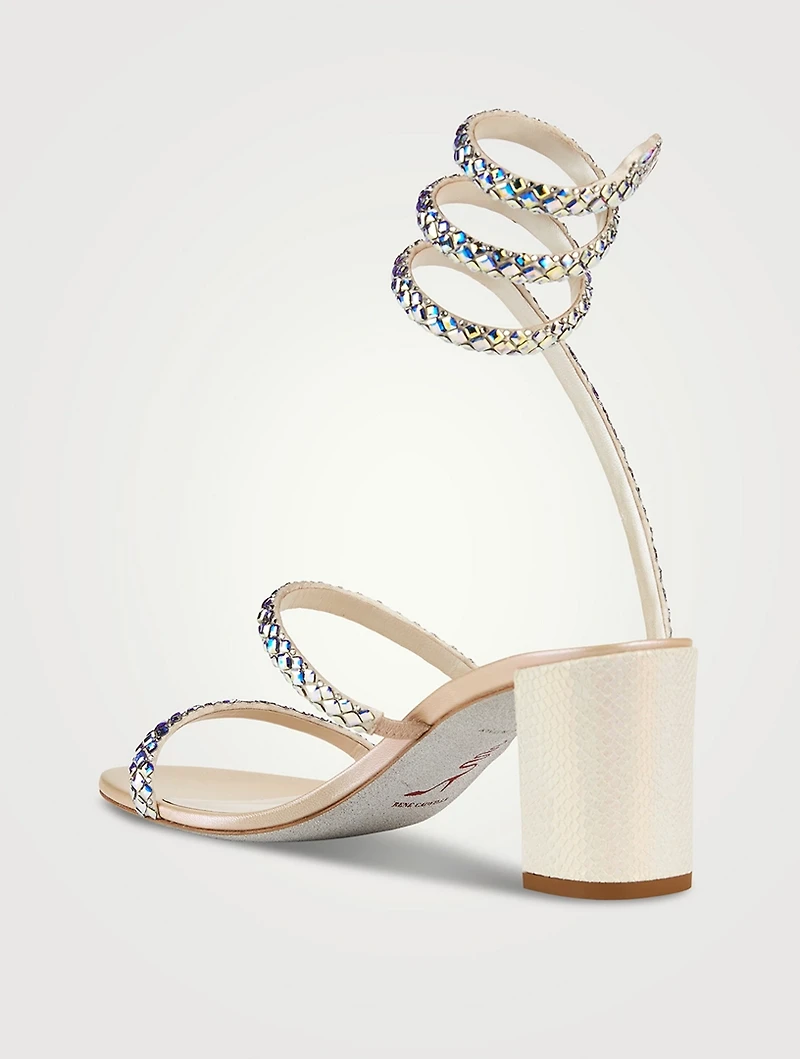 Shilin Crystal Satin Block-Heel Sandals