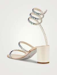 Shilin Crystal Satin Block-Heel Sandals