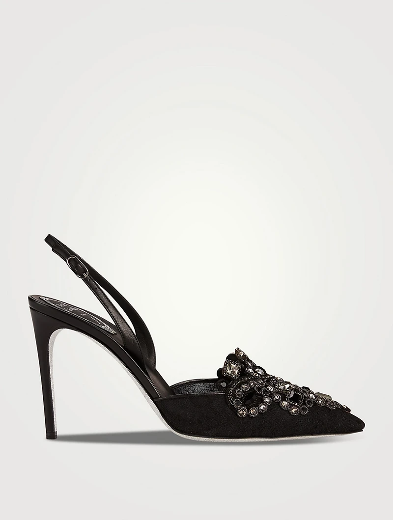 Veneziana Crystal Lace Slingback Pumps