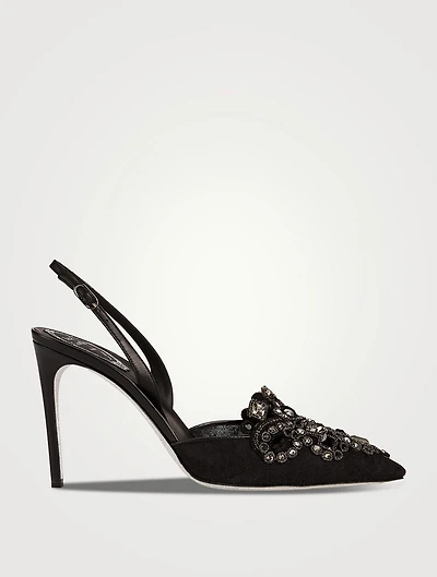 Veneziana Crystal Lace Slingback Pumps