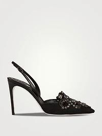 Veneziana Crystal Lace Slingback Pumps
