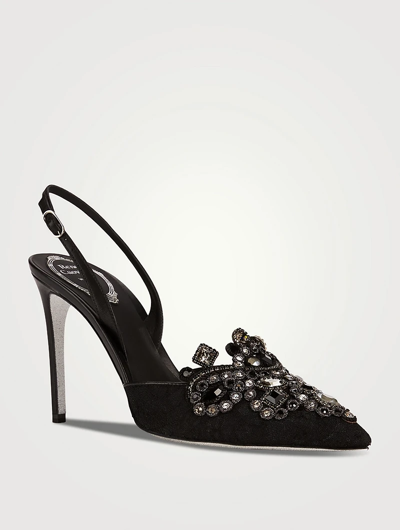 Veneziana Crystal Lace Slingback Pumps