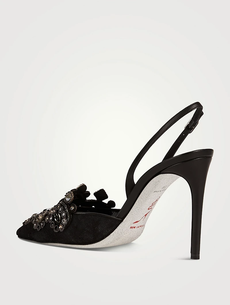 Veneziana Crystal Lace Slingback Pumps