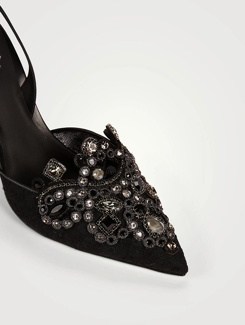 Veneziana Crystal Lace Slingback Pumps