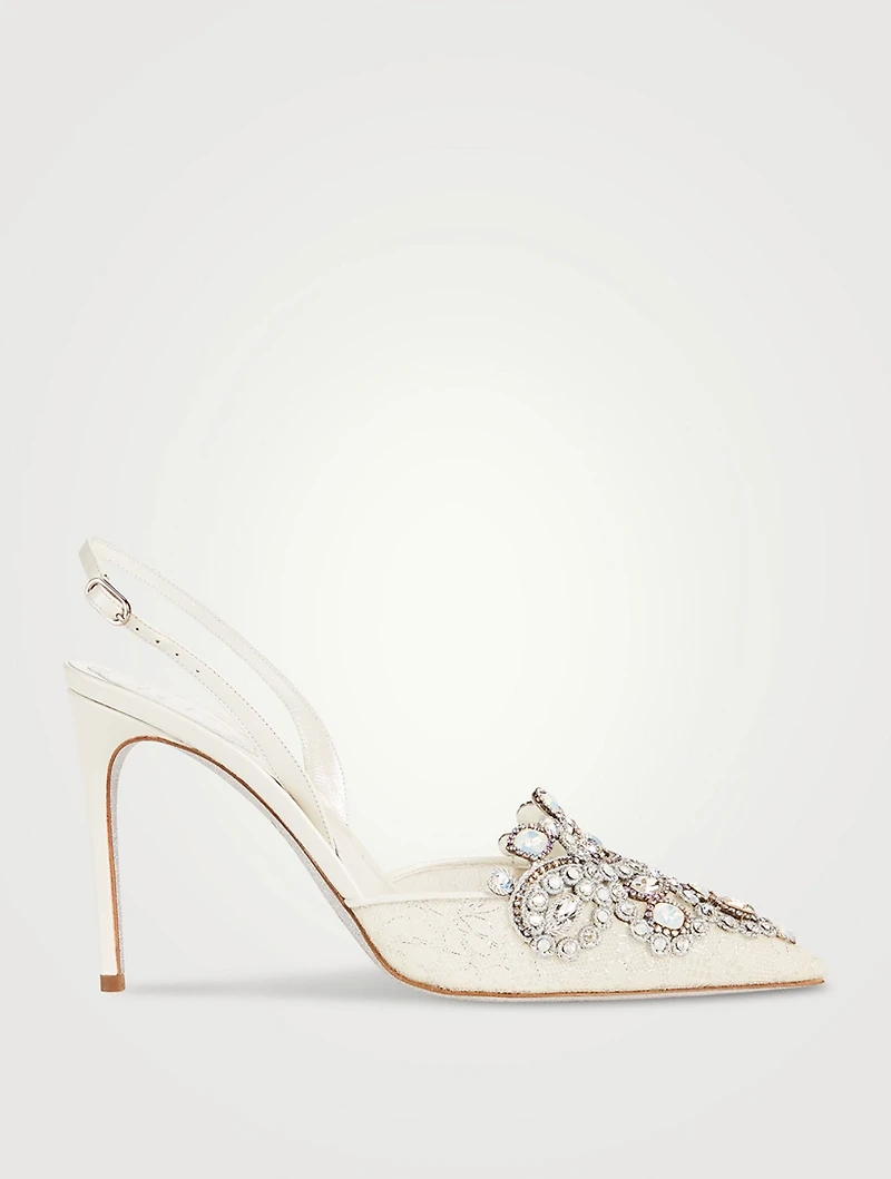 Veneziana Crystal Lace Slingback Pumps
