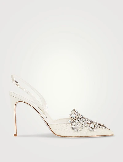 Veneziana Crystal Lace Slingback Pumps
