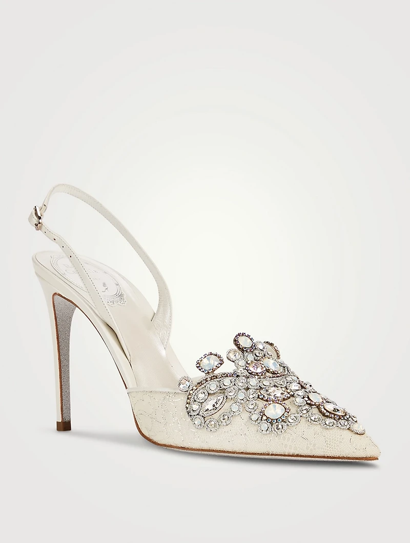 Veneziana Crystal Lace Slingback Pumps