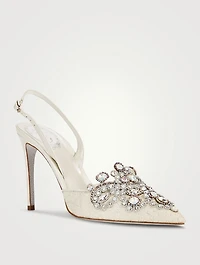 Veneziana Crystal Lace Slingback Pumps