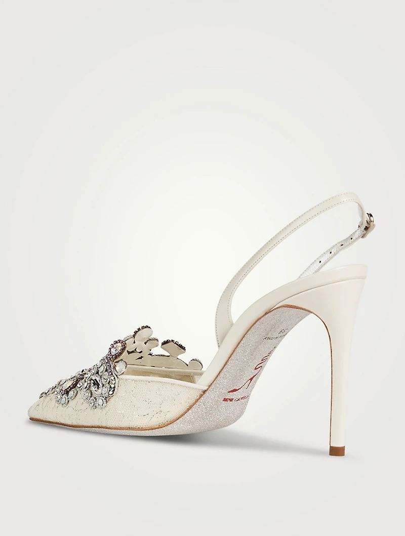 Veneziana Crystal Lace Slingback Pumps