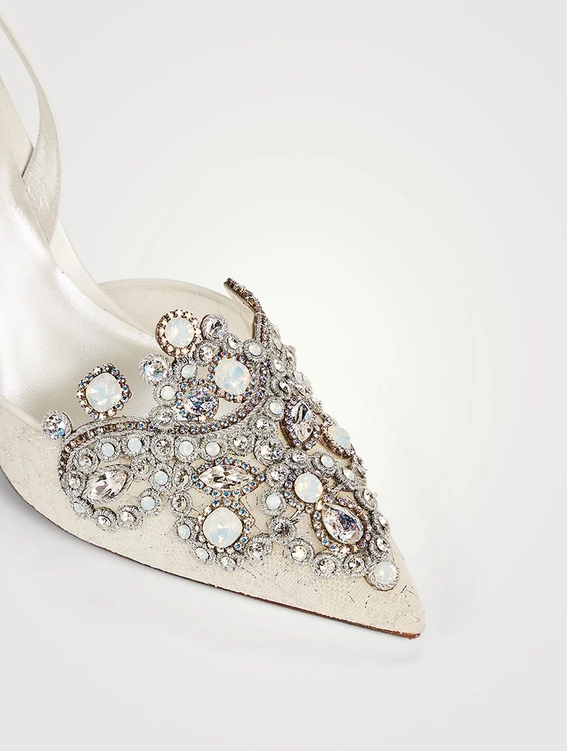 Veneziana Crystal Lace Slingback Pumps