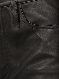 High-Rise Wide-Leg Cropped Leather Trousers