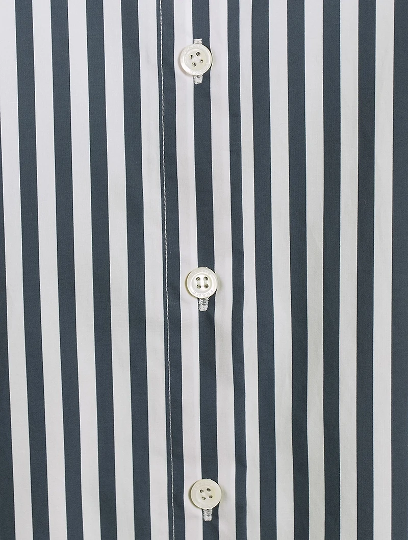 Puff-Sleeve Organic Cotton Shirt Stripe Print
