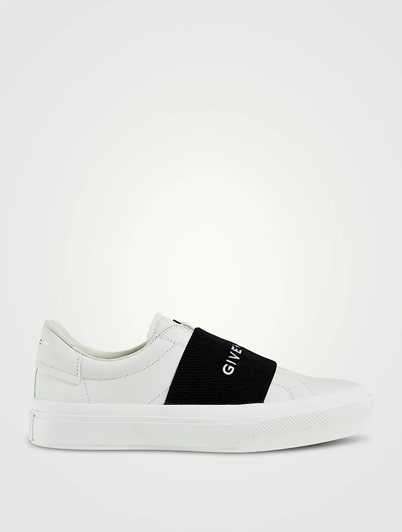 City Leather Slip-On Sneakers With Logo Strap