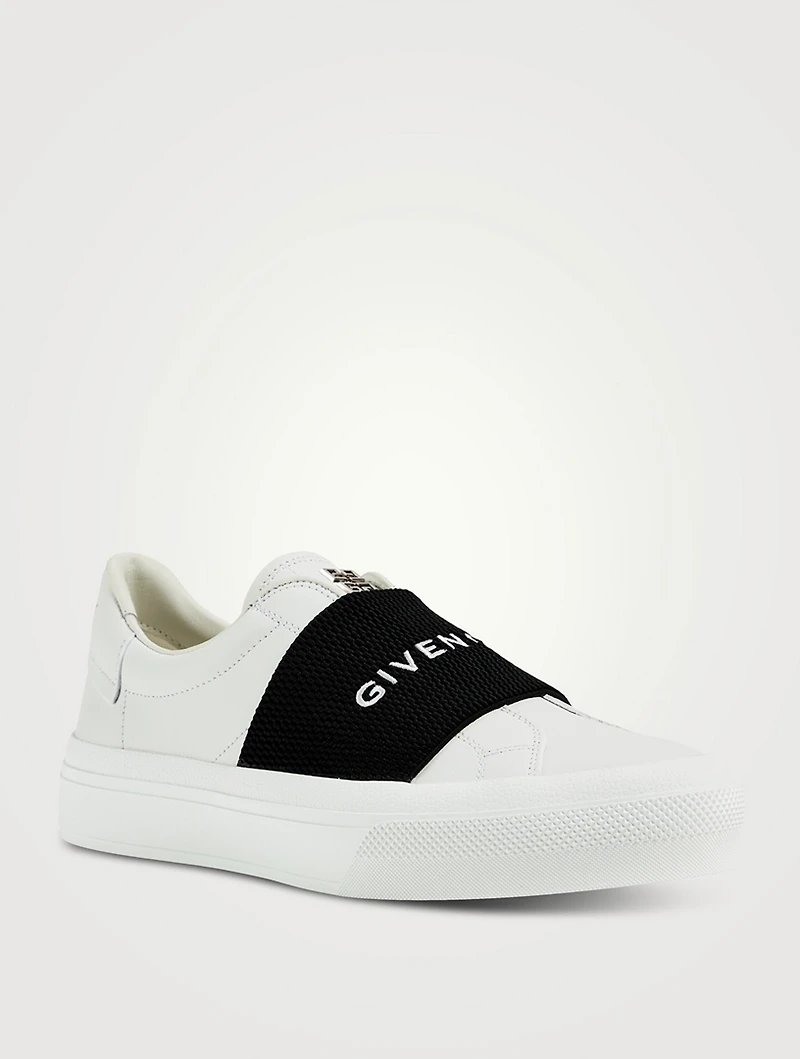 City Leather Slip-On Sneakers With Logo Strap