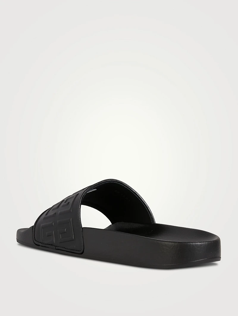 4G Leather Pool Slide Sandals