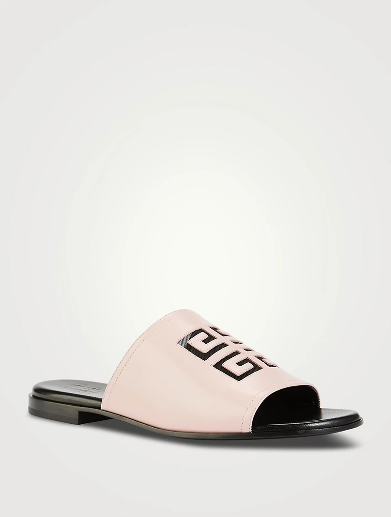 4G Cut-Out Leather Slide Sandals