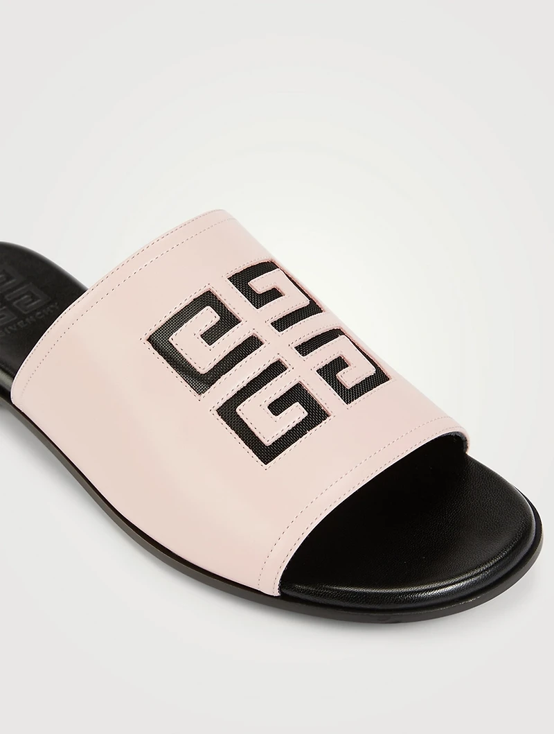 4G Cut-Out Leather Slide Sandals