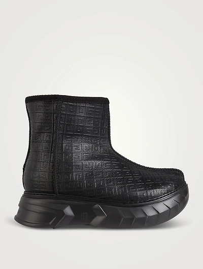 Winter Mallow Embossed Leather Ankle Boots