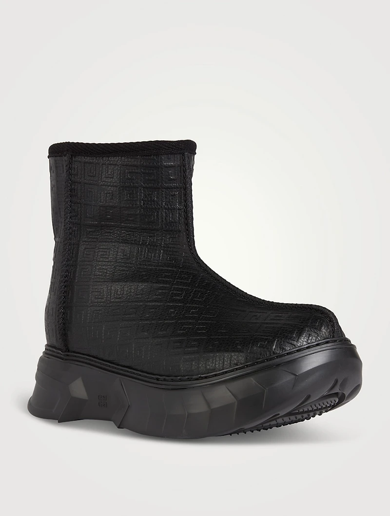 Winter Mallow Embossed Leather Ankle Boots