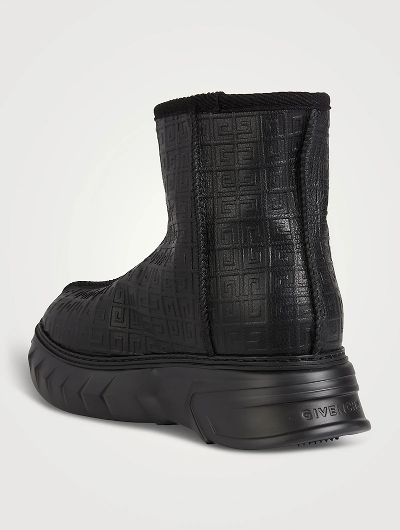 Winter Mallow Embossed Leather Ankle Boots