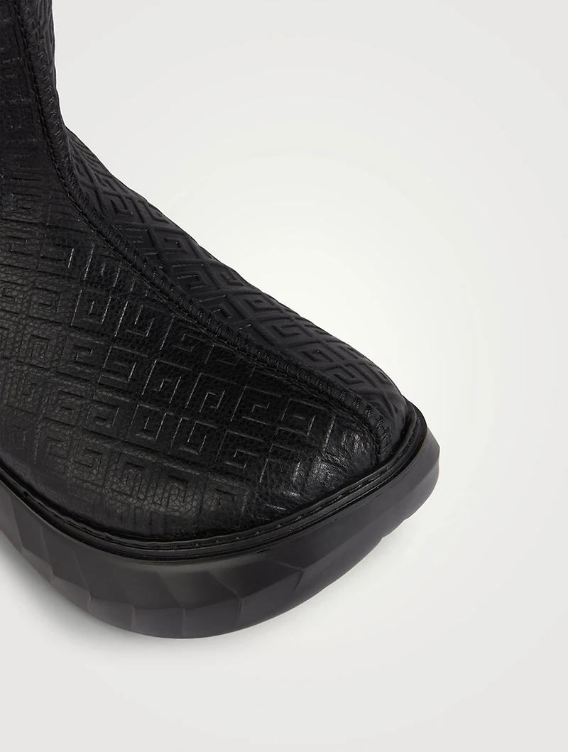 Winter Mallow Embossed Leather Ankle Boots